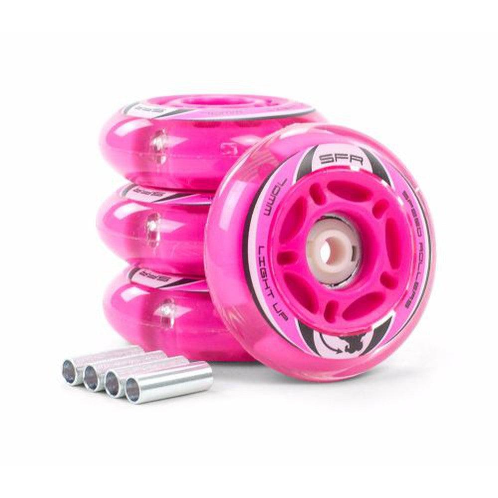 SFR Inline Light Up Wheels Pink 4pk-Inline Wheels-Extreme Skates