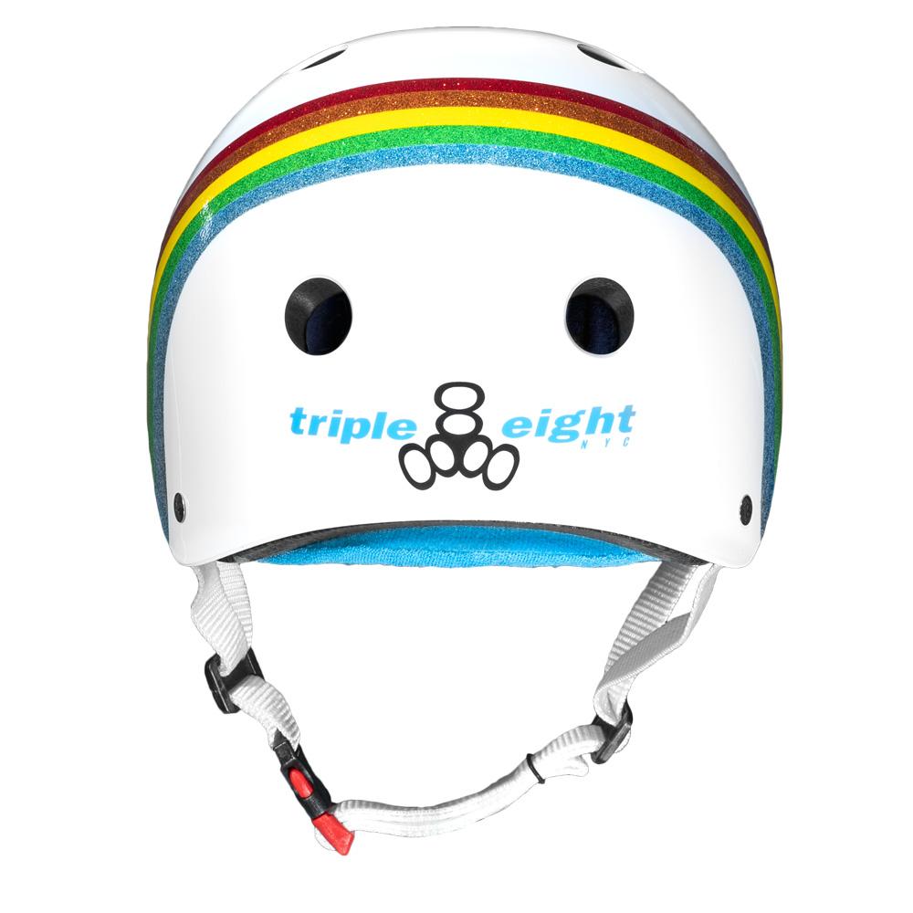 Triple 8 THE Certified Helmet SS Rainbow Sparkle White Limited Edition-Certified Helmet-Extreme Skates