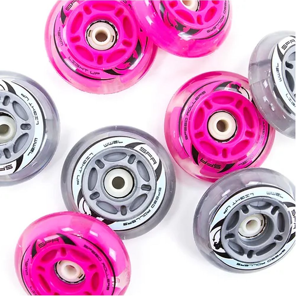 SFR Inline Light Up Wheels Pink 4pk-Inline Wheels-Extreme Skates