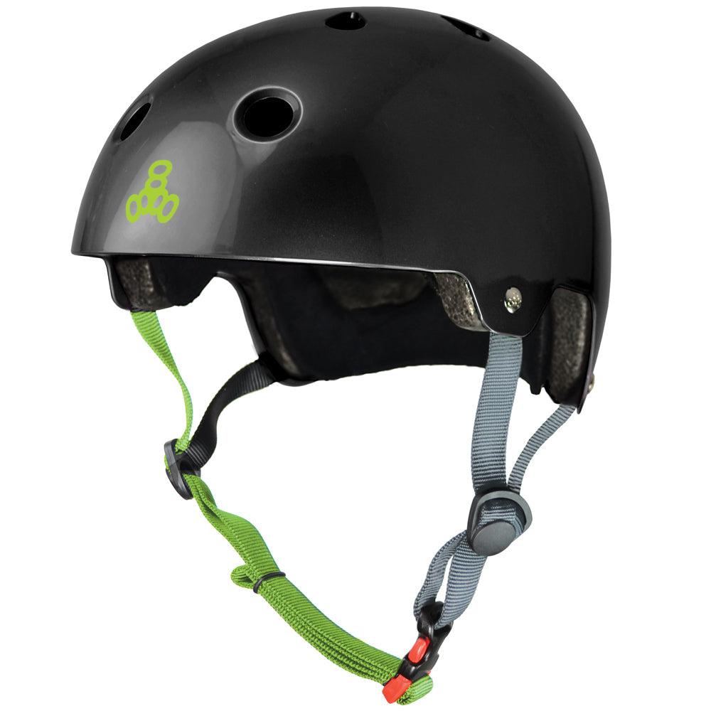 Triple 8 Certified Helmet SS Black Gloss w Zest-Certified Helmet-Extreme Skates