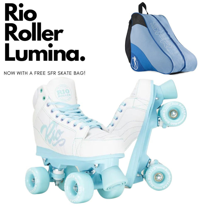 Rio Roller Lumina Roller Skates White Blue + FREE SFR SKATE BAG-Roller Skates-Extreme Skates