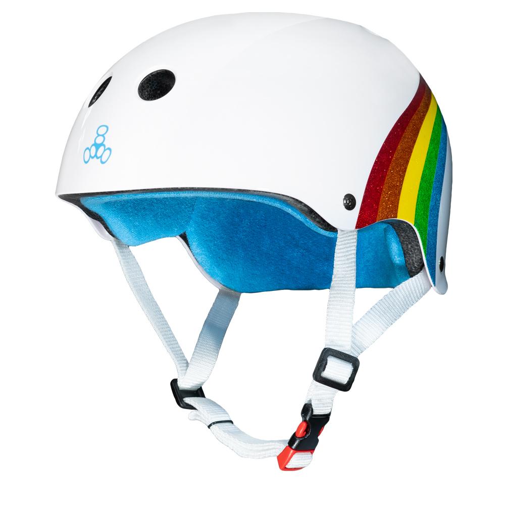 Triple 8 THE Certified Helmet SS Rainbow Sparkle White Limited Edition-Certified Helmet-Extreme Skates