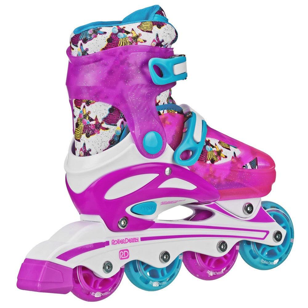 RDS Sprinter Girl's 2-in-1 Quad Skates - Zebra-Adjustable Inline Skates-Extreme Skates