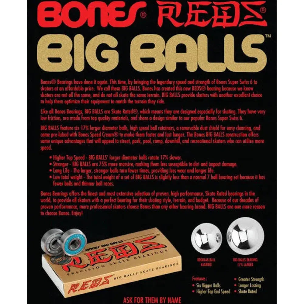 Bones Bearings- Big Balls Reds-Bearings-Extreme Skates