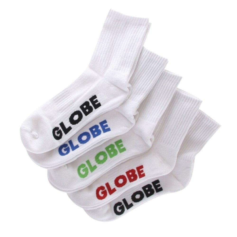 Globe Stealth Crew Sock 5pk - White-General-Extreme Skates