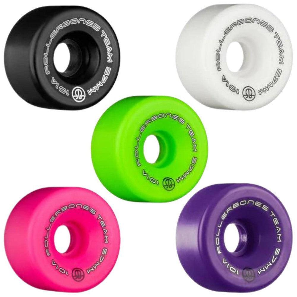 Rollerbones Wheels Team Logo 57mm x 98a White 8 Pack-Quad Wheels-Extreme Skates